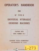 Landis-Landis 10\" Type R, Universal Hydraulic Grinder, Operations Manual-10\"-R-01